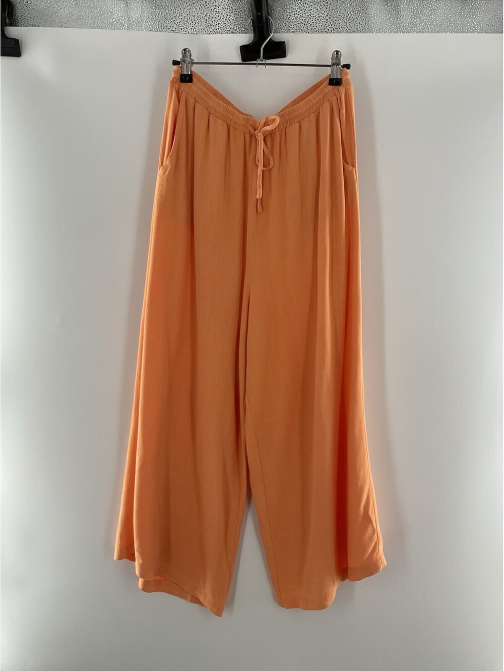 Blue rain women’s medium orange elastic waist with Tie bloomers Rayon Linen 071